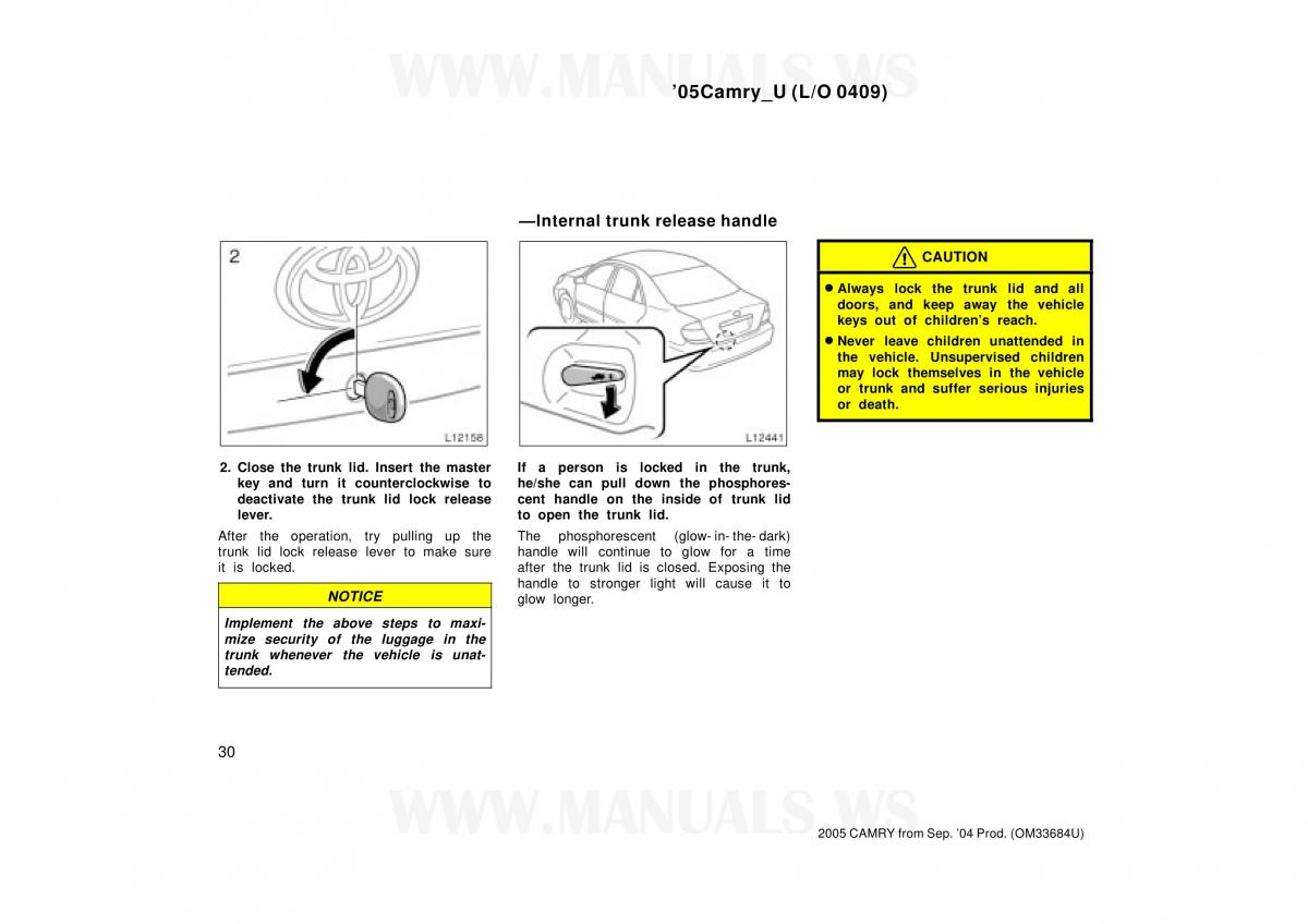 Toyota Camry VI 6 owners manual / page 30