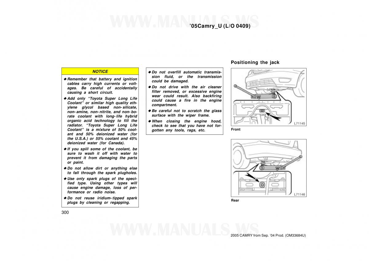 Toyota Camry VI 6 owners manual / page 300