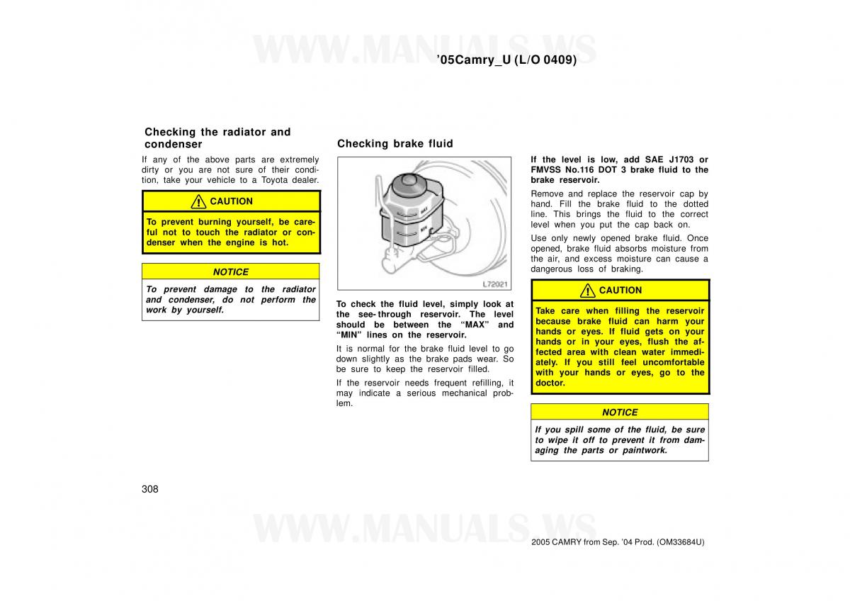 Toyota Camry VI 6 owners manual / page 308