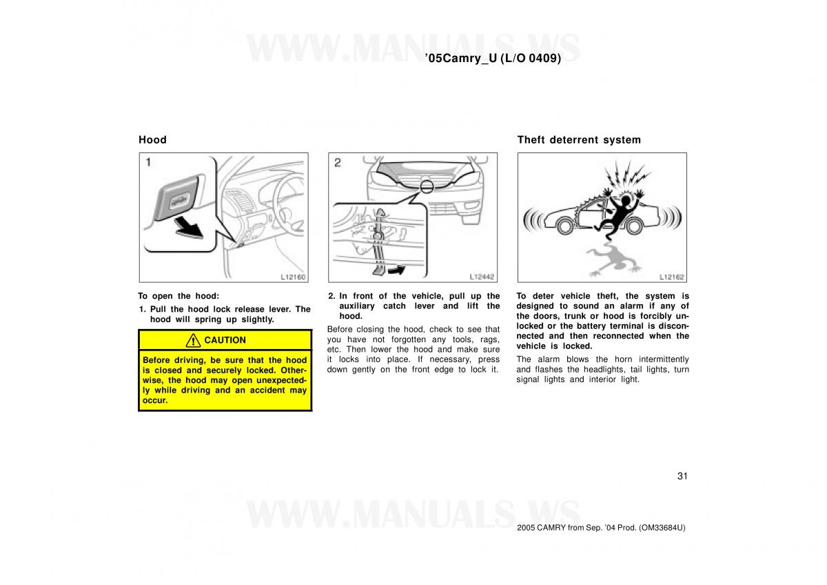 Toyota Camry VI 6 owners manual / page 31