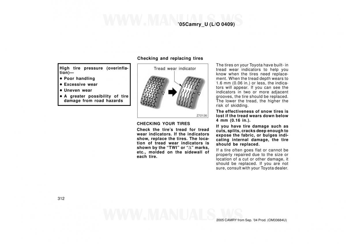 Toyota Camry VI 6 owners manual / page 312