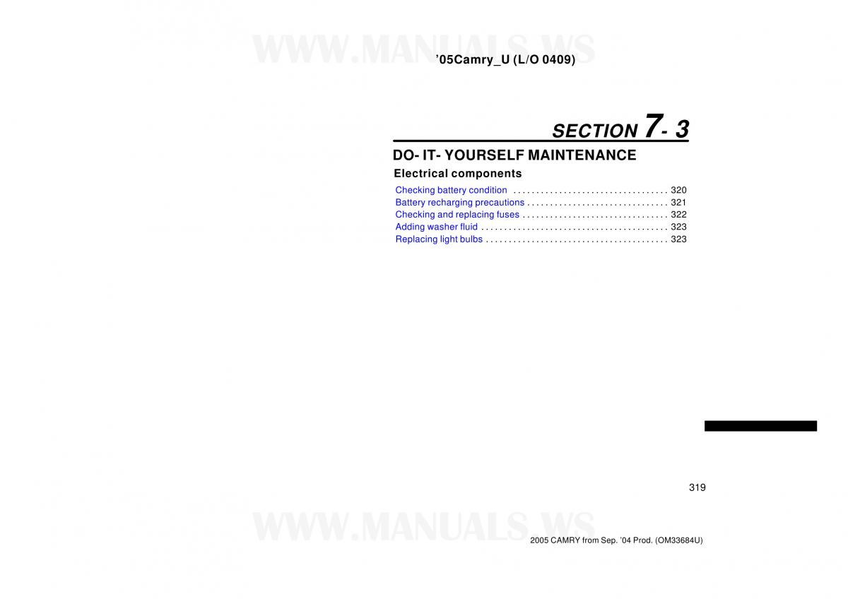 Toyota Camry VI 6 owners manual / page 319