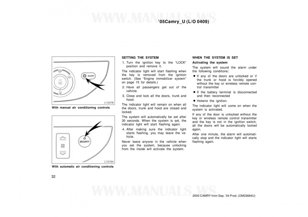 Toyota Camry VI 6 owners manual / page 32