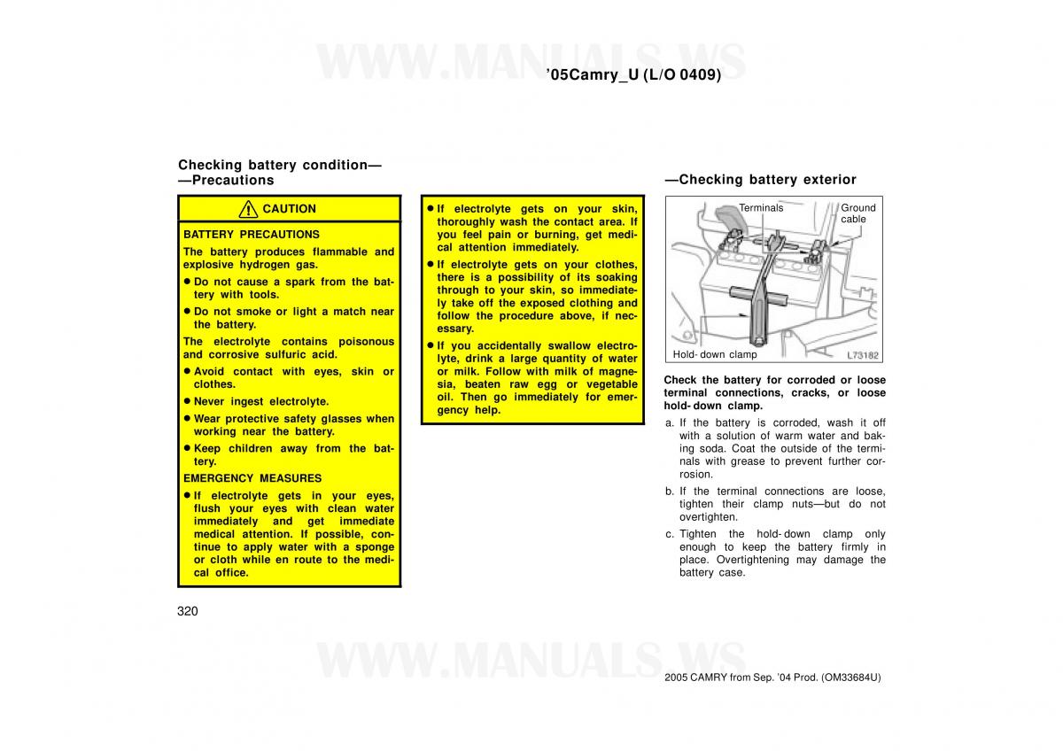 Toyota Camry VI 6 owners manual / page 320