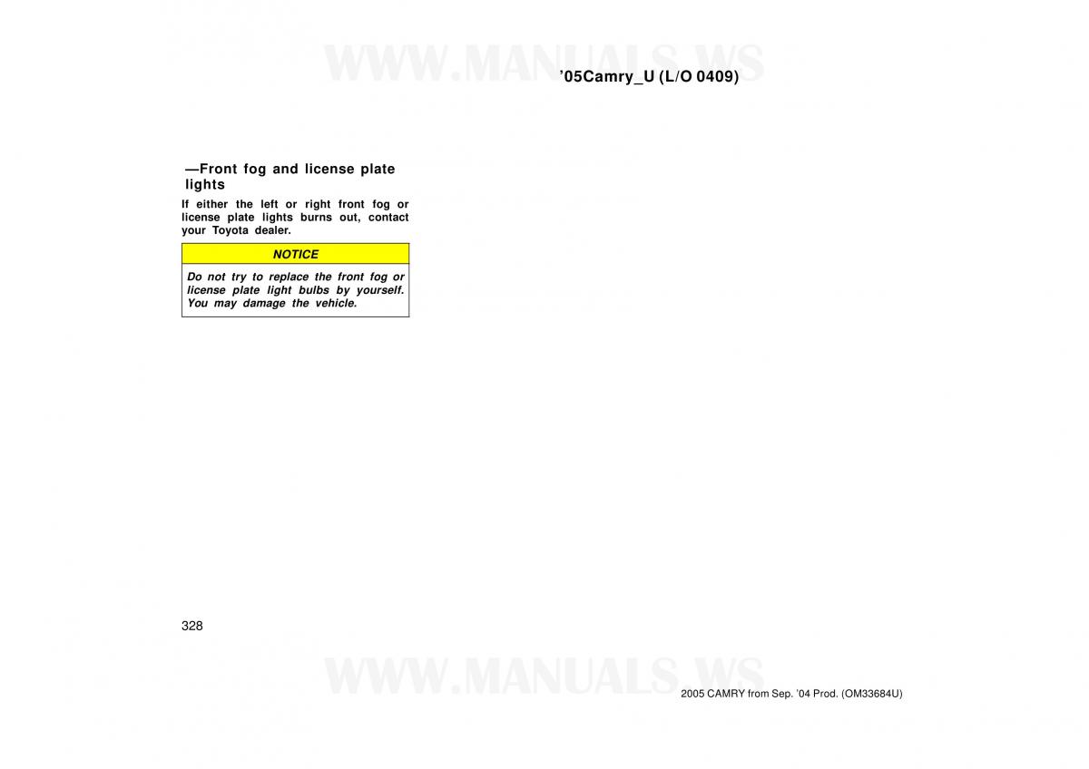 Toyota Camry VI 6 owners manual / page 328