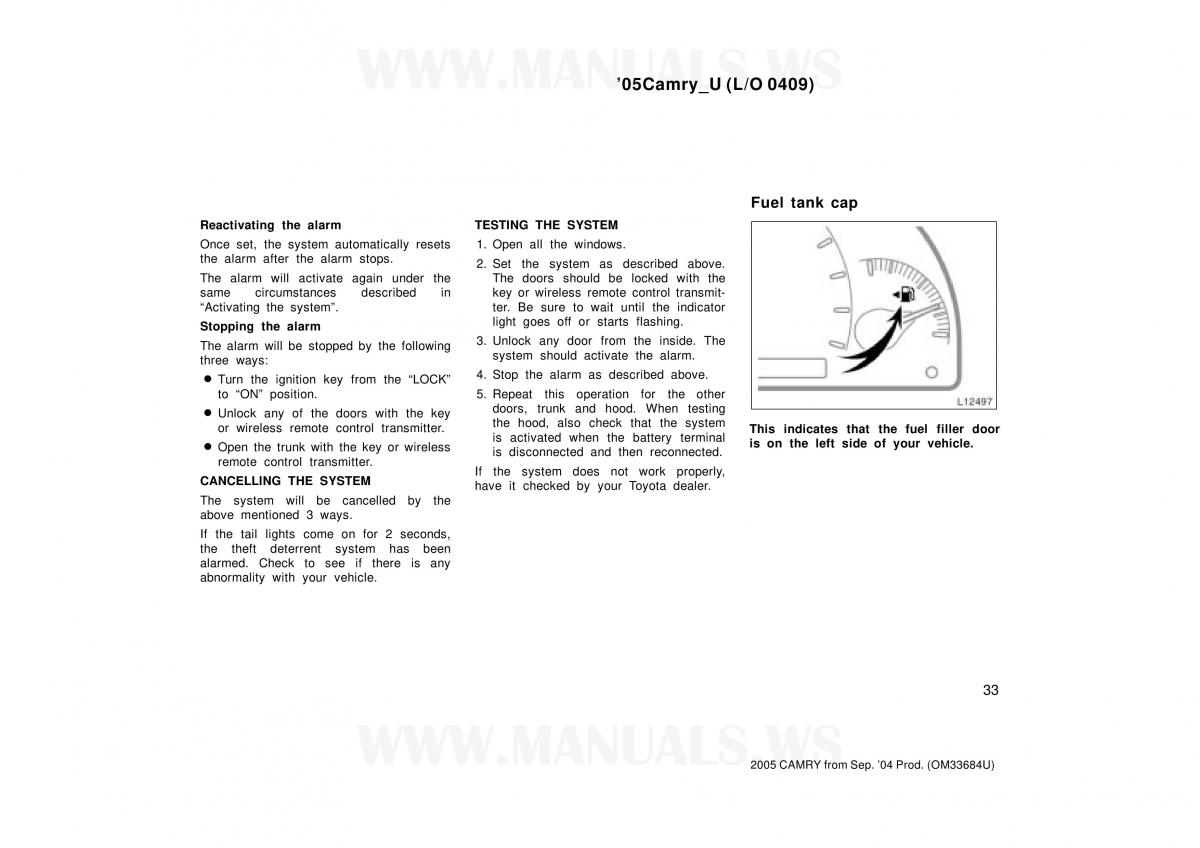 Toyota Camry VI 6 owners manual / page 33