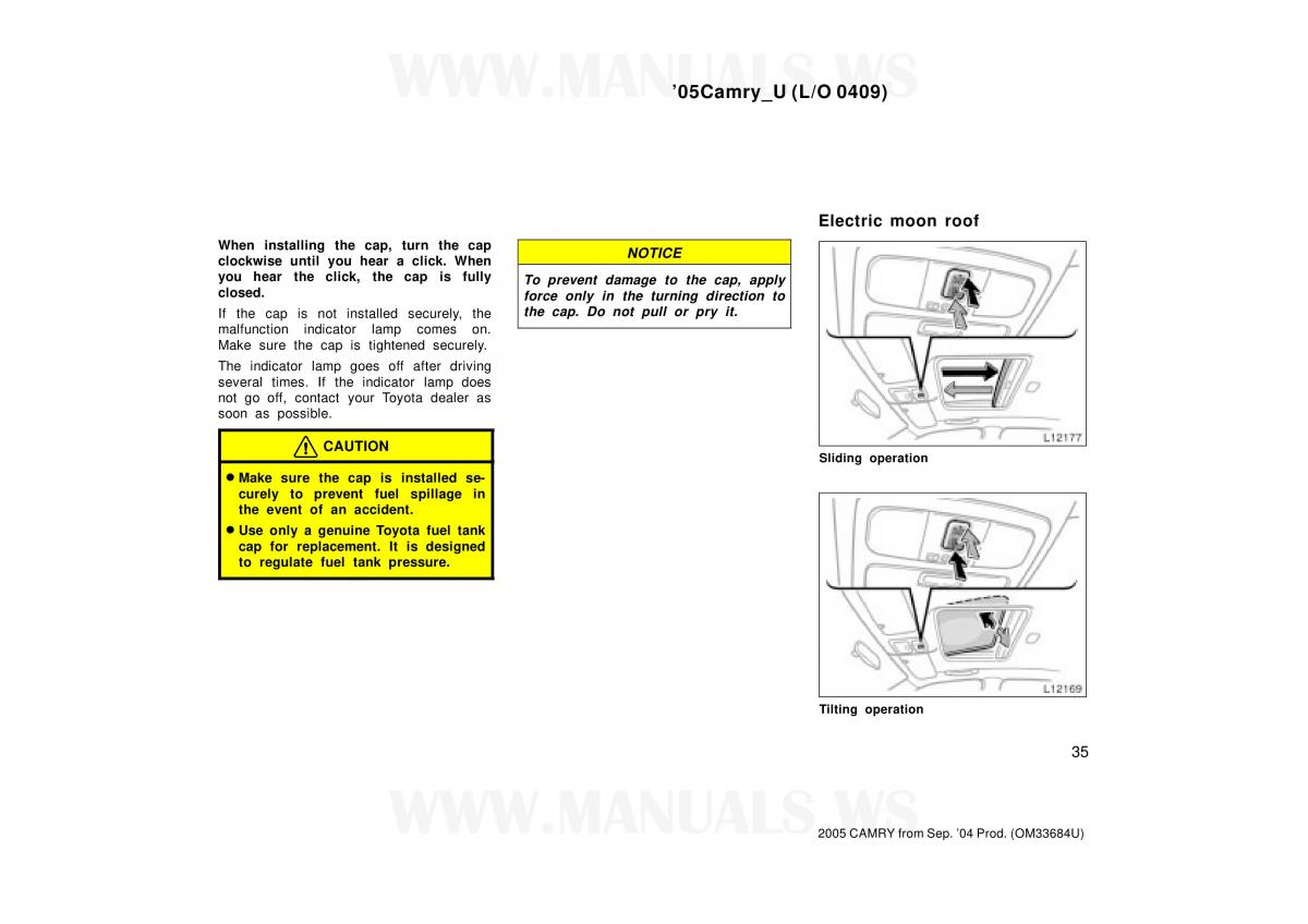 Toyota Camry VI 6 owners manual / page 35