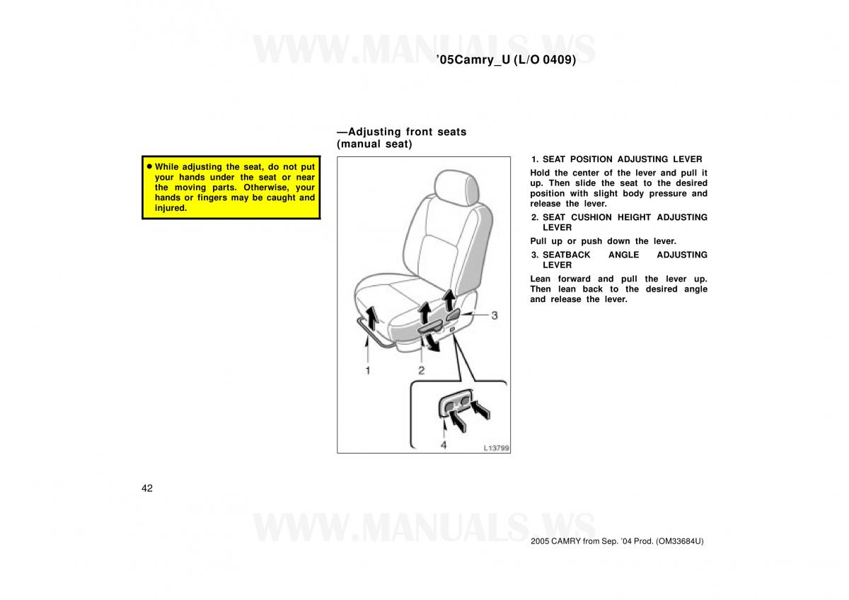 Toyota Camry VI 6 owners manual / page 42