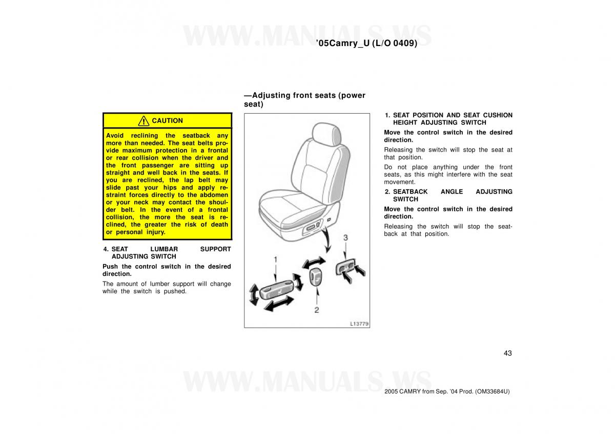 Toyota Camry VI 6 owners manual / page 43