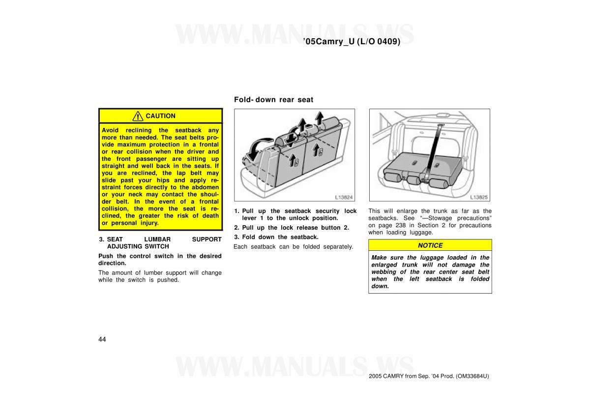 Toyota Camry VI 6 owners manual / page 44