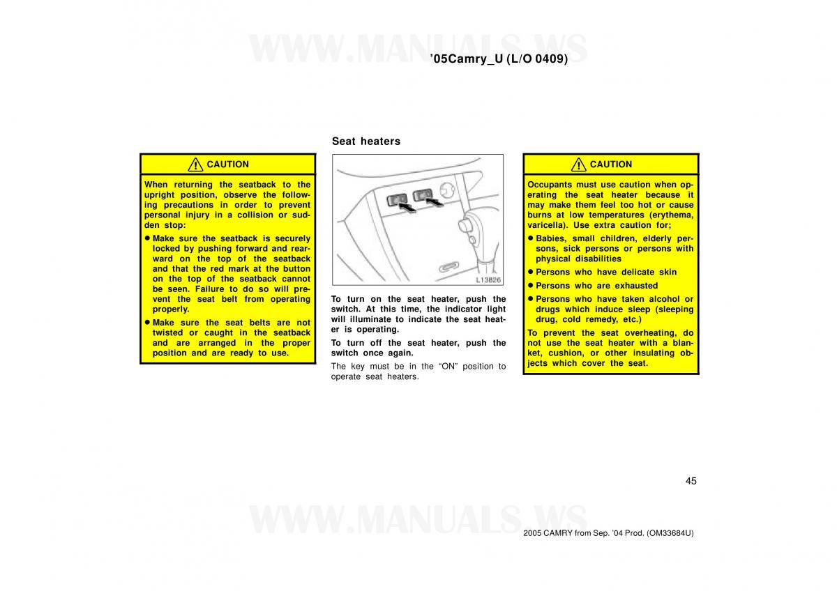 Toyota Camry VI 6 owners manual / page 45