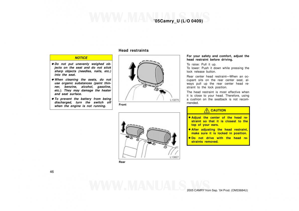 Toyota Camry VI 6 owners manual / page 46