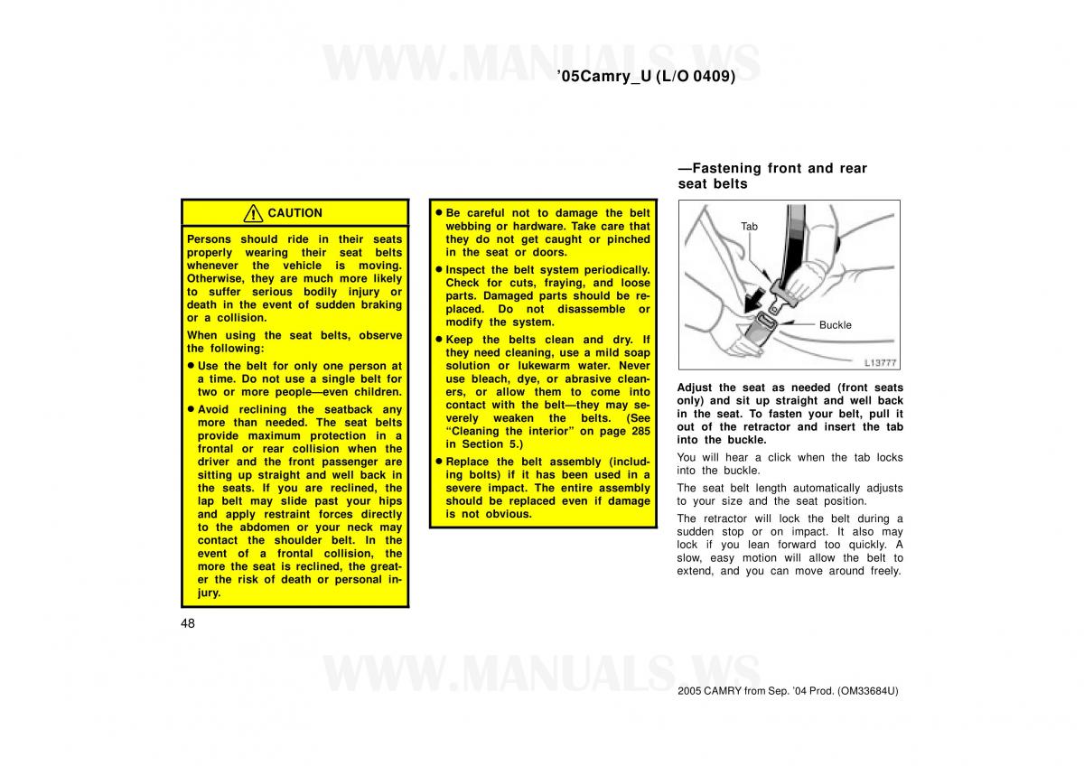 Toyota Camry VI 6 owners manual / page 48