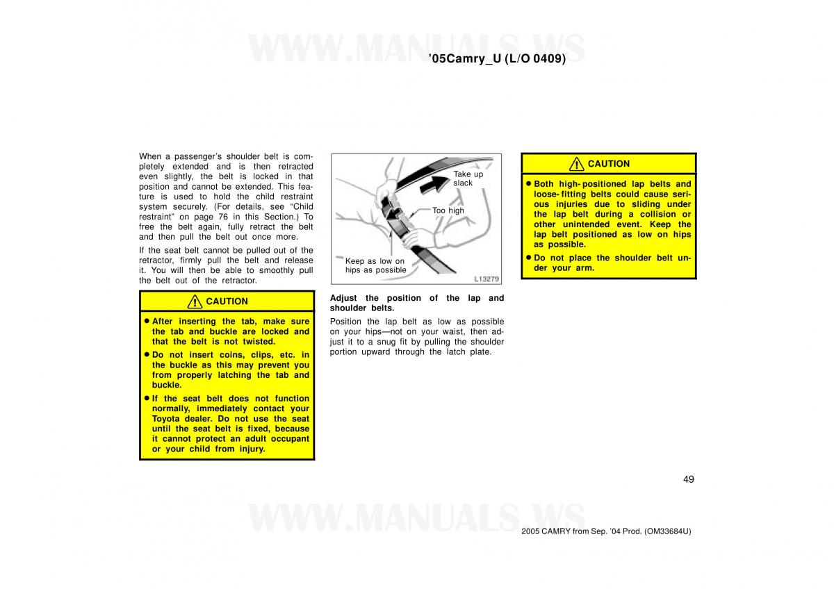 Toyota Camry VI 6 owners manual / page 49