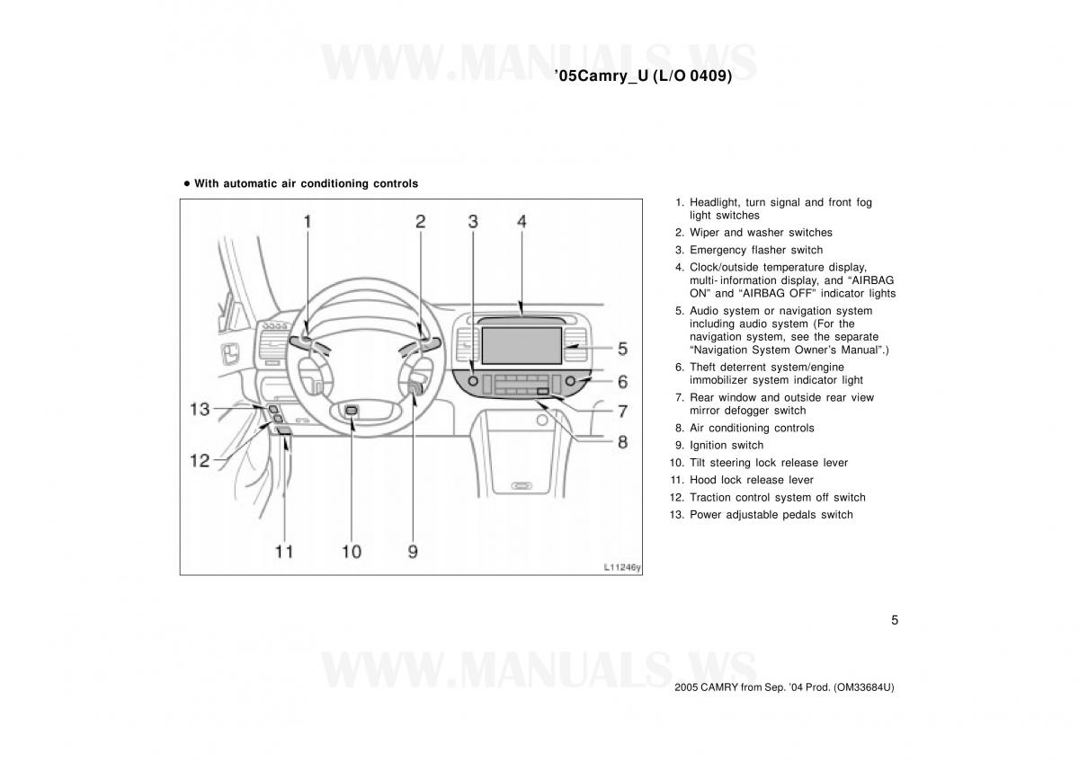 Toyota Camry VI 6 owners manual / page 5