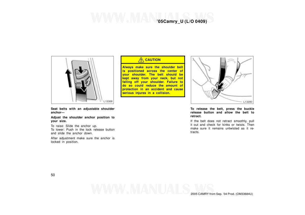 Toyota Camry VI 6 owners manual / page 50