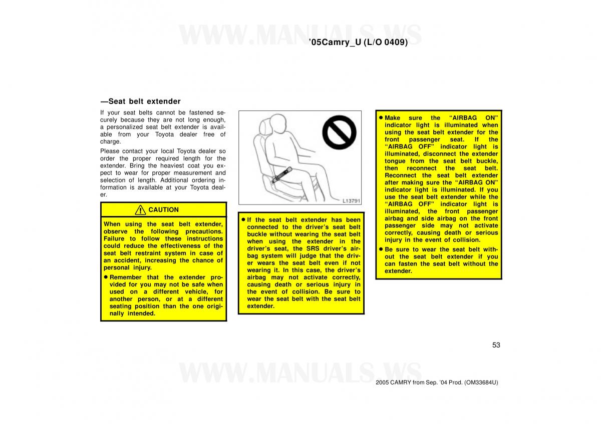 Toyota Camry VI 6 owners manual / page 53