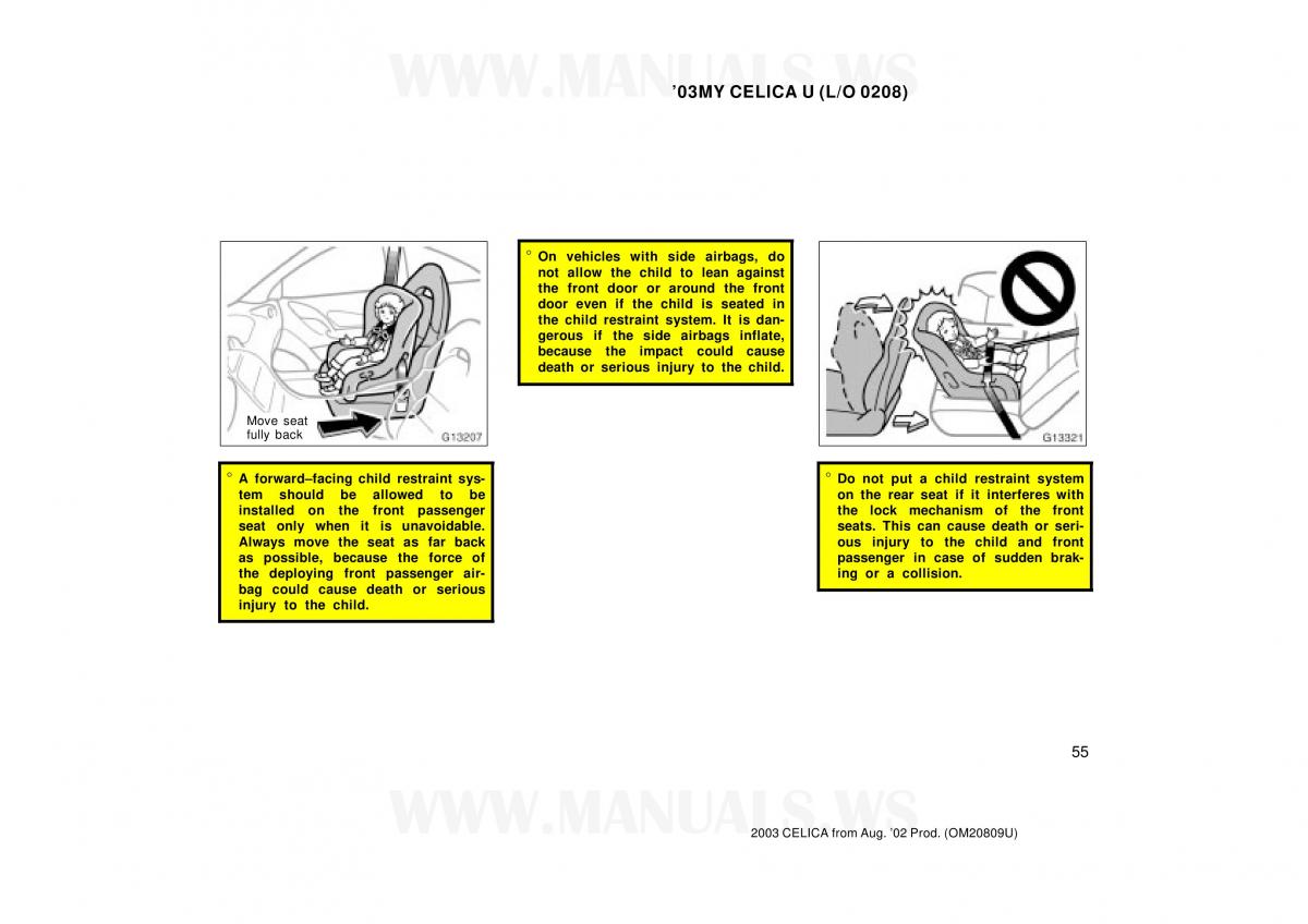 Toyota Celica VII 7 owners manual / page 55