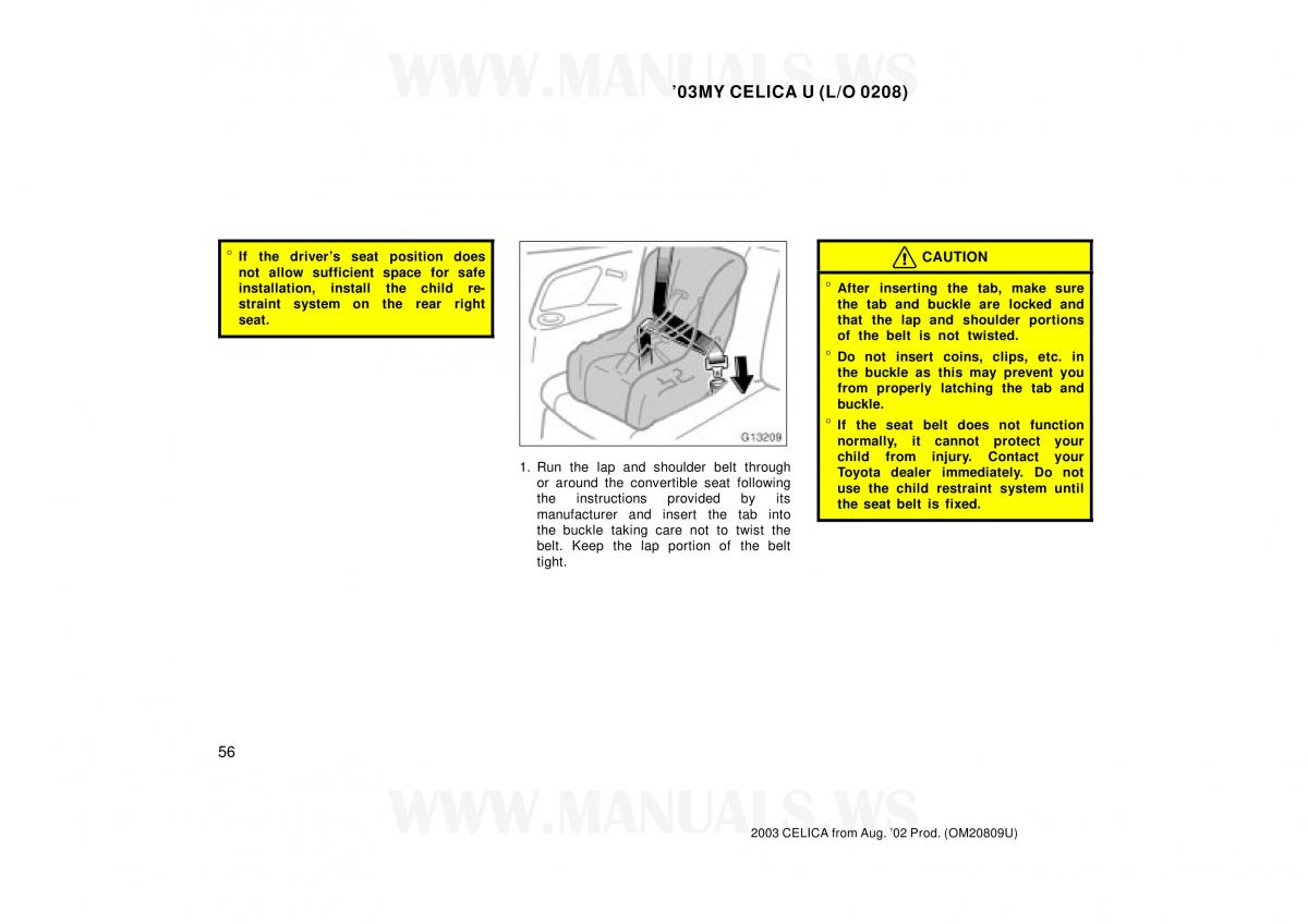 Toyota Celica VII 7 owners manual / page 56