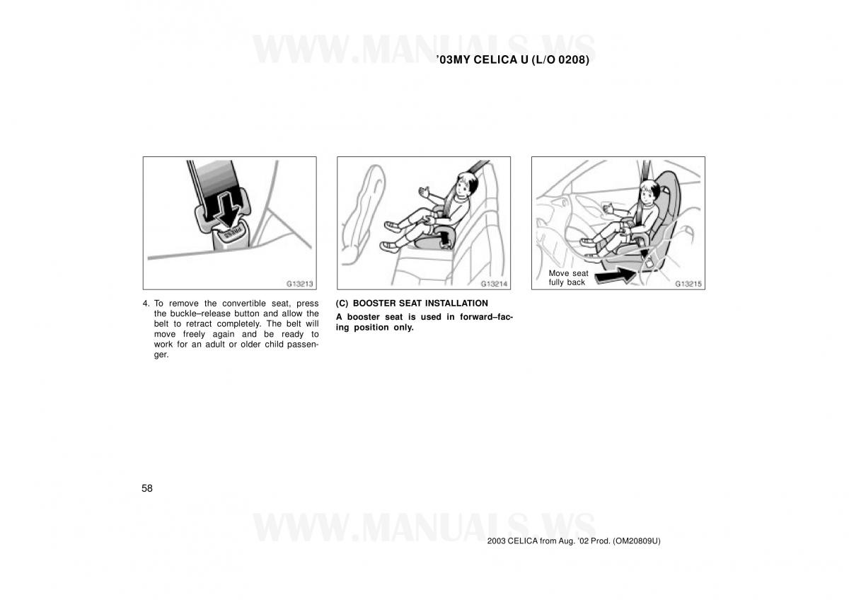 Toyota Celica VII 7 owners manual / page 58