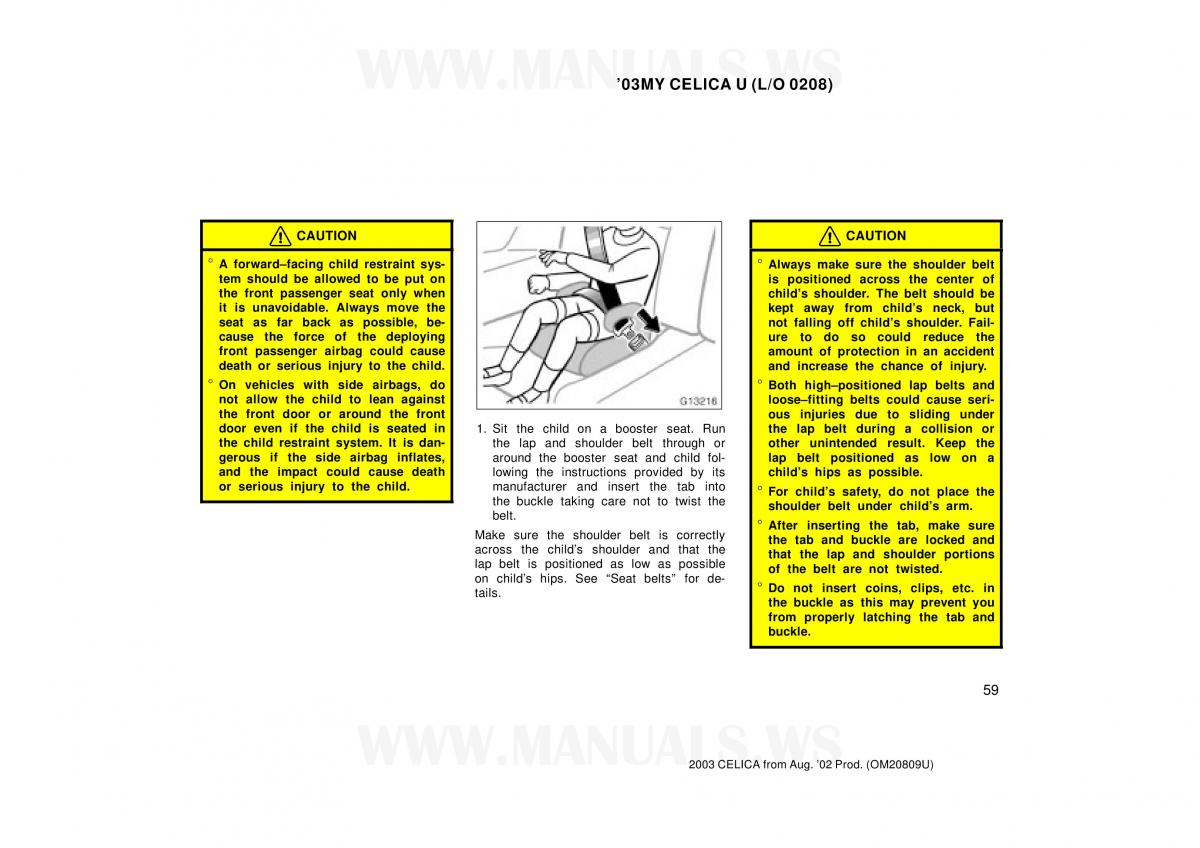 Toyota Celica VII 7 owners manual / page 59