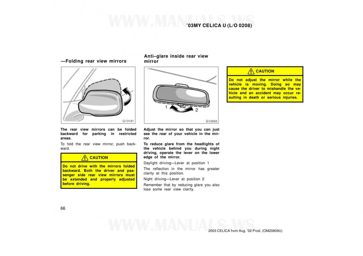 Toyota Celica VII 7 owners manual / page 66