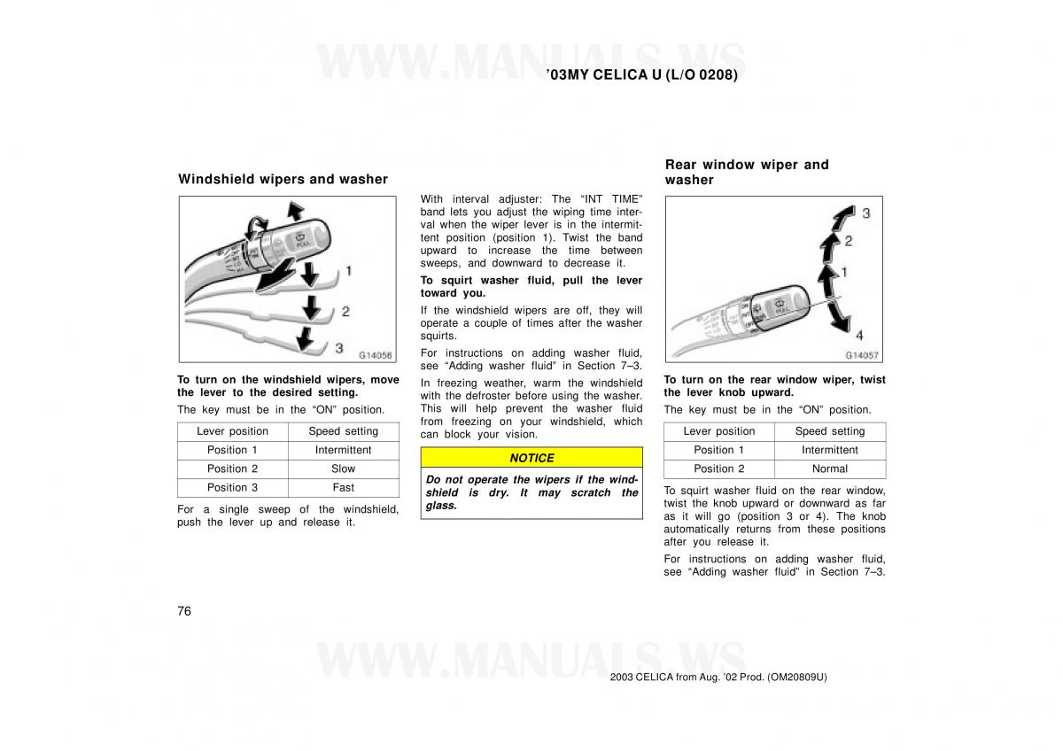 Toyota Celica VII 7 owners manual / page 76