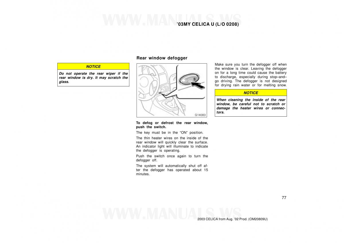 Toyota Celica VII 7 owners manual / page 77