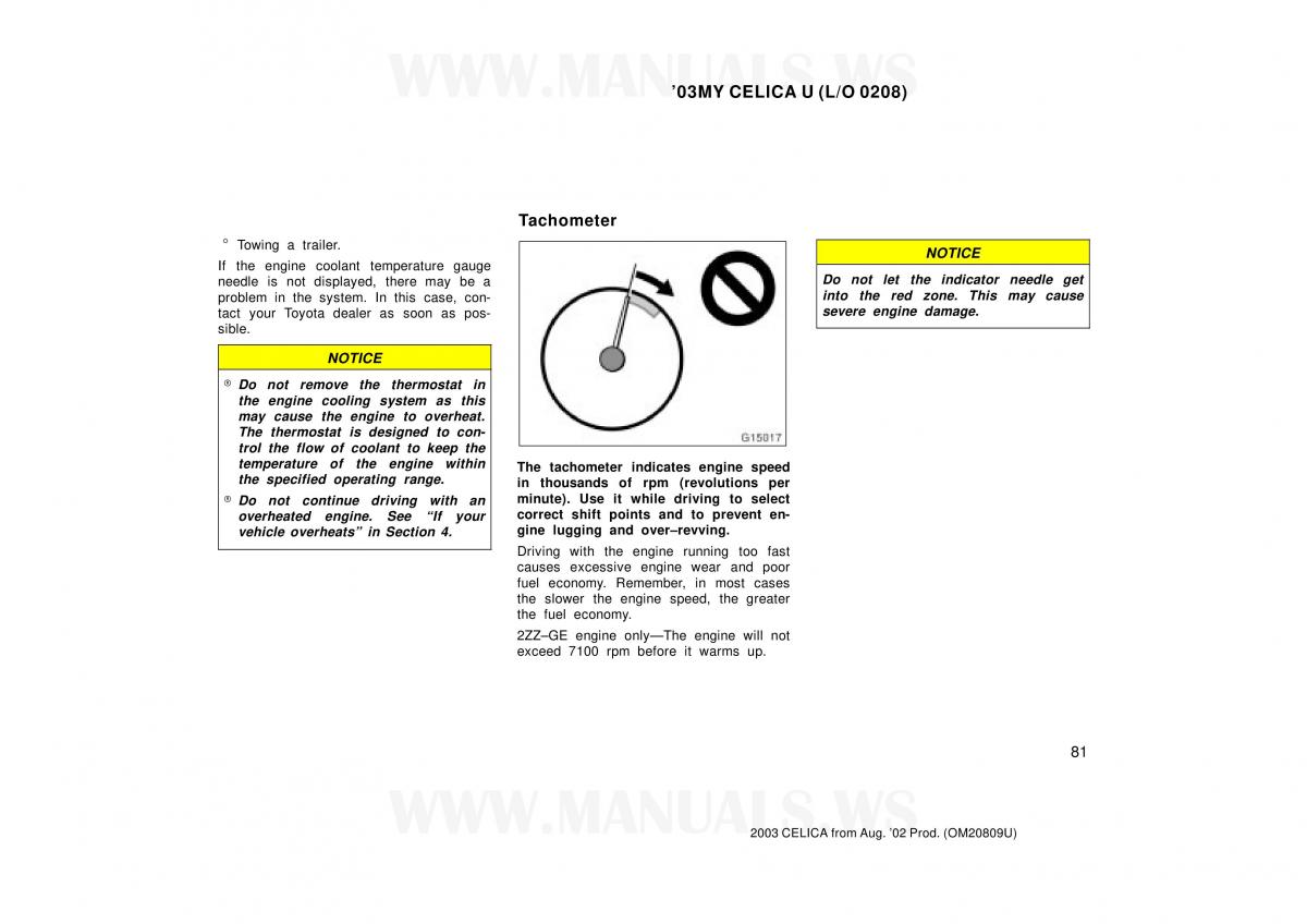 Toyota Celica VII 7 owners manual / page 81