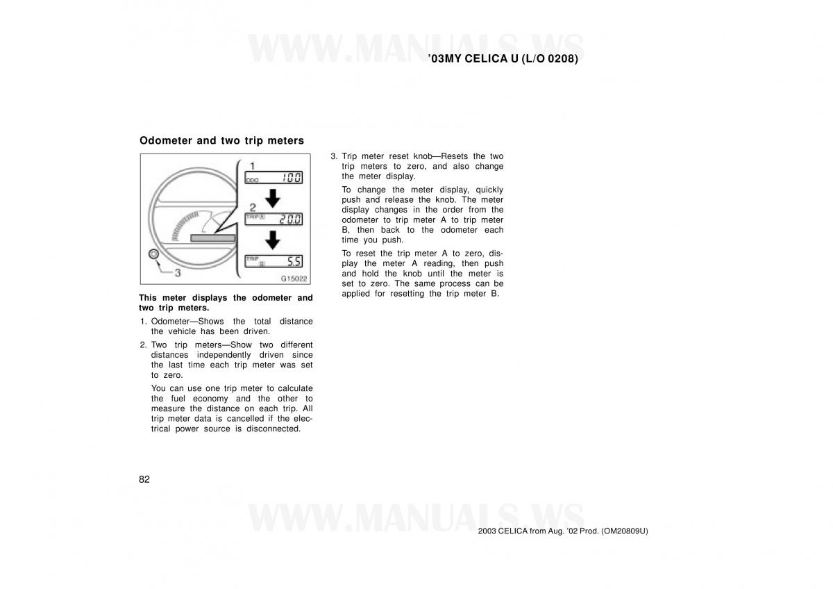 Toyota Celica VII 7 owners manual / page 82