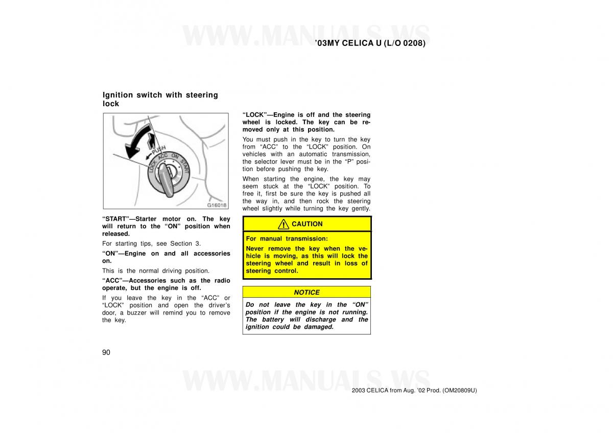 Toyota Celica VII 7 owners manual / page 90