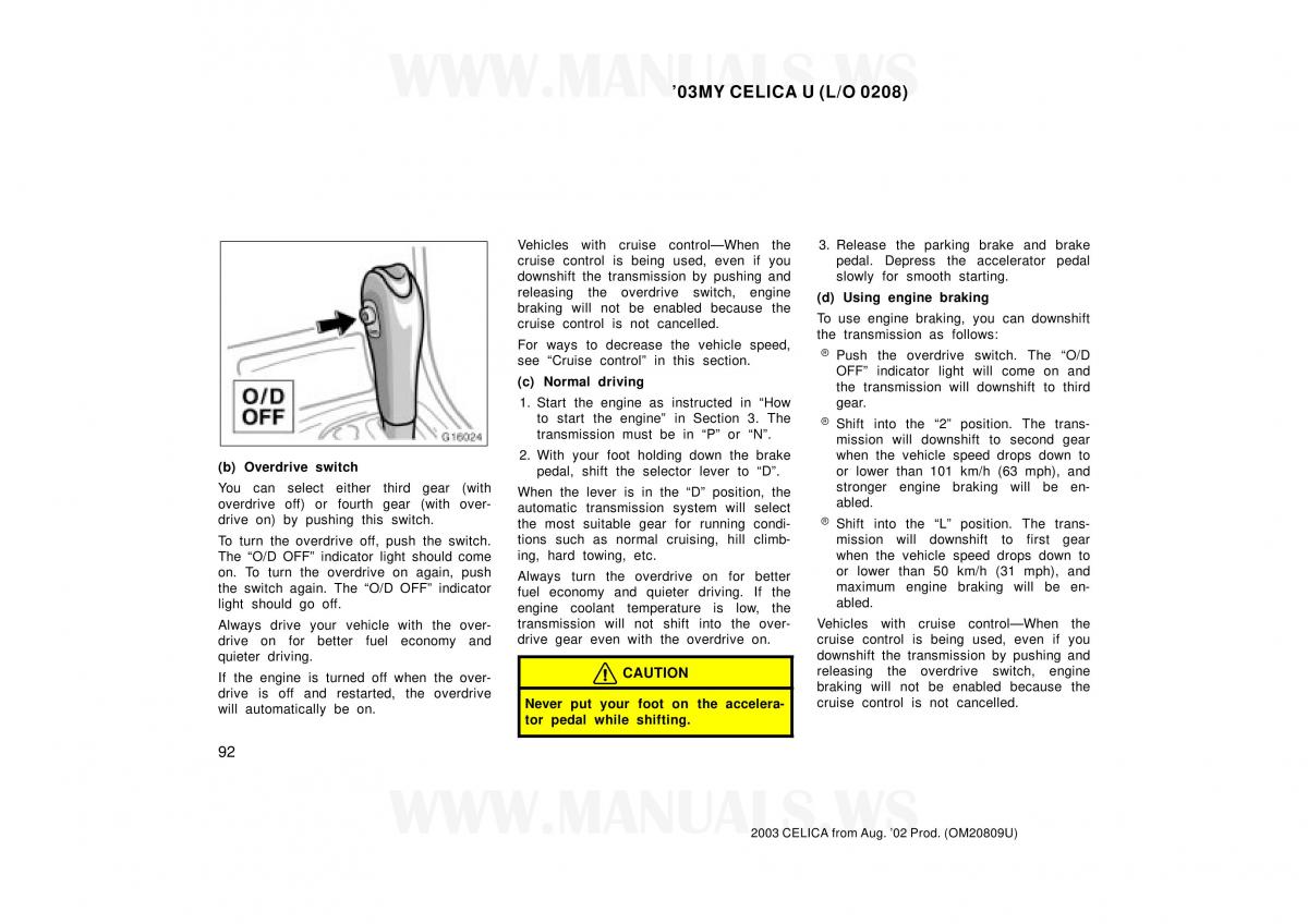 Toyota Celica VII 7 owners manual / page 92