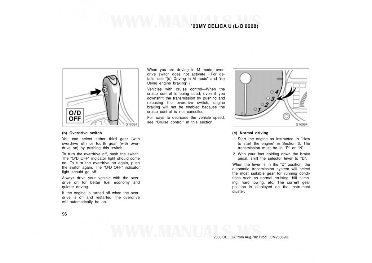 Toyota Celica VII 7 owners manual / page 96