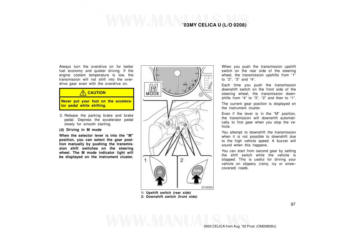 Toyota Celica VII 7 owners manual / page 97