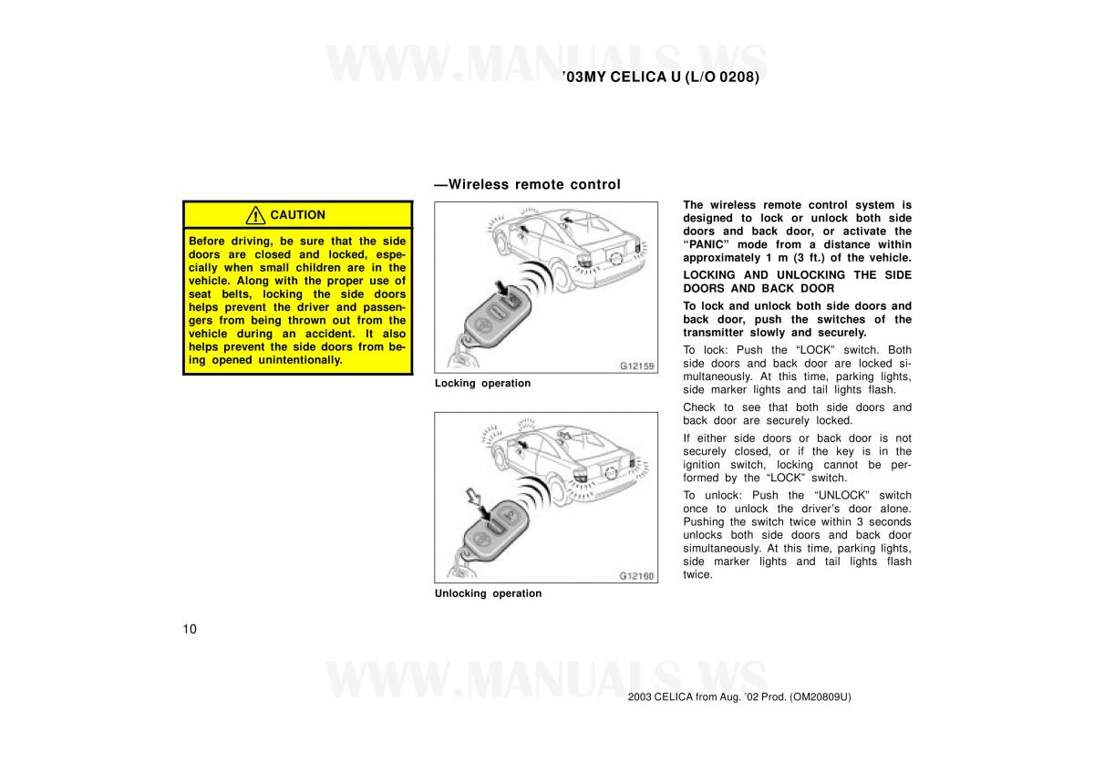 Toyota Celica VII 7 owners manual / page 10