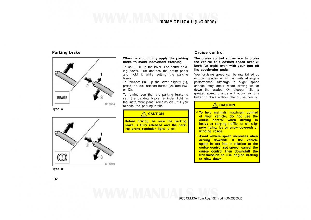 Toyota Celica VII 7 owners manual / page 102