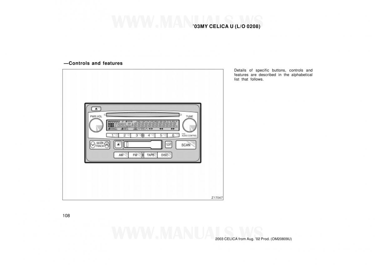 Toyota Celica VII 7 owners manual / page 108