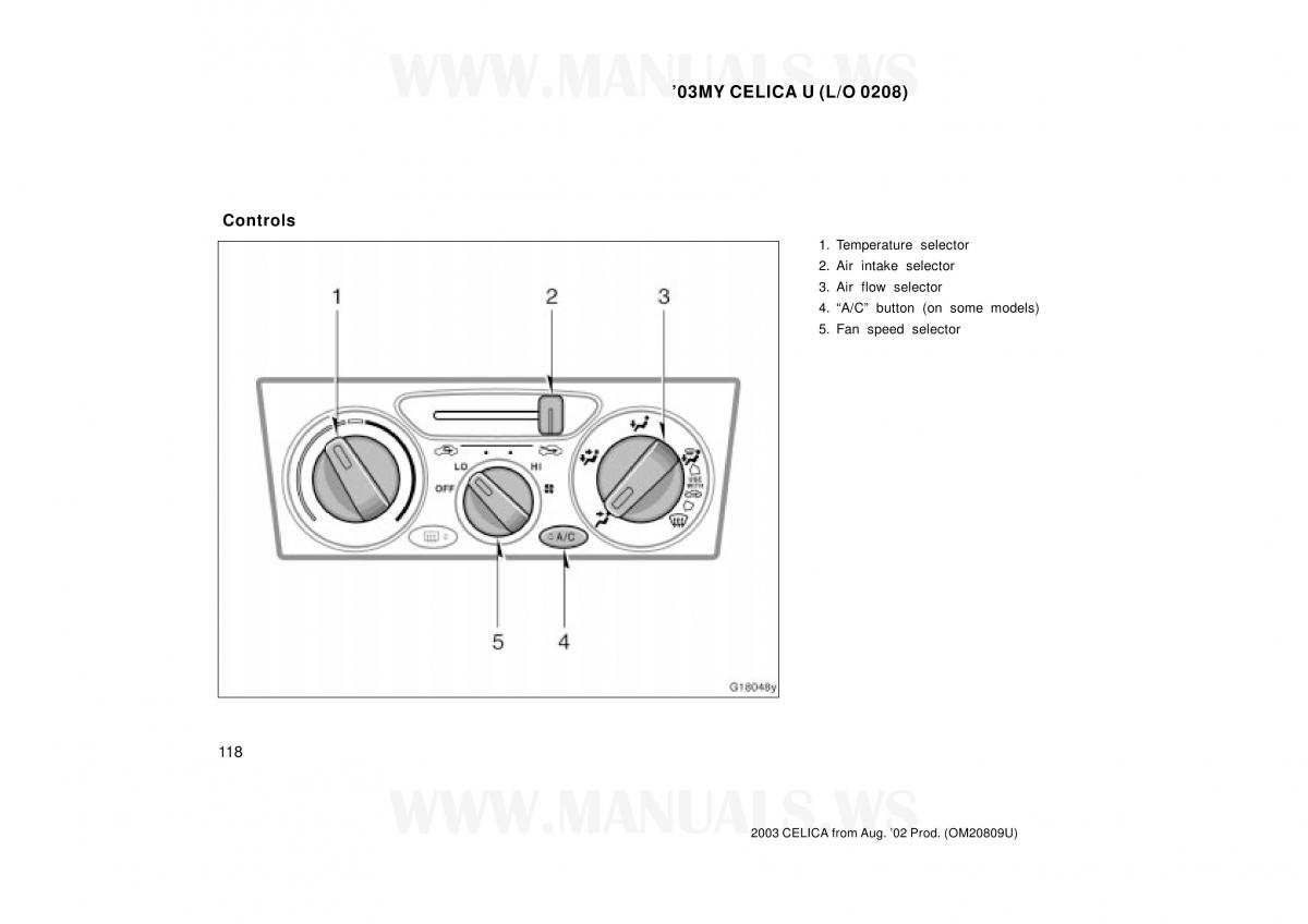 Toyota Celica VII 7 owners manual / page 118