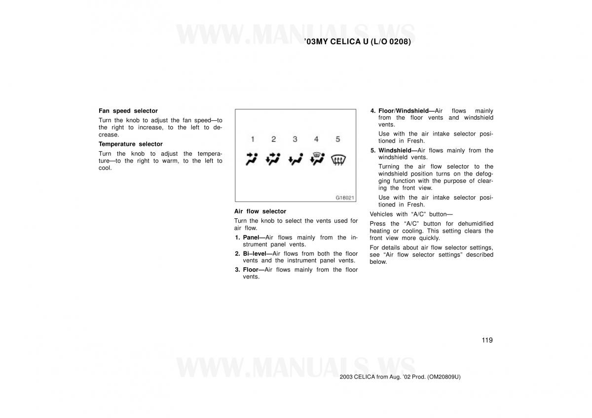 Toyota Celica VII 7 owners manual / page 119