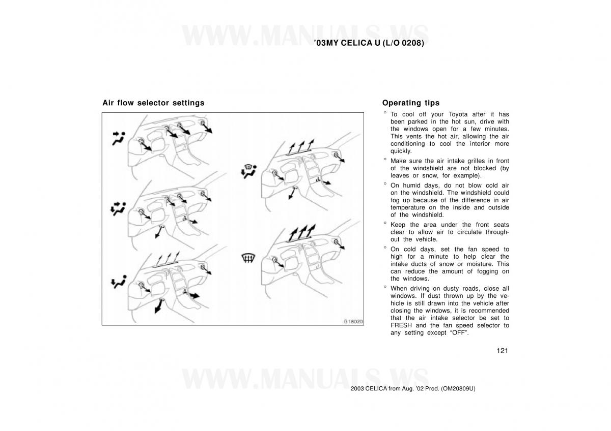 Toyota Celica VII 7 owners manual / page 121