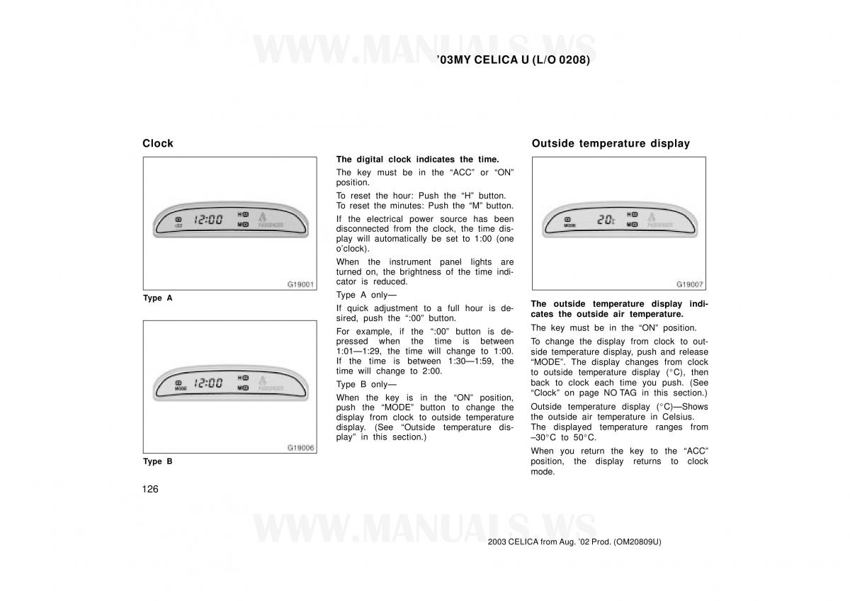 Toyota Celica VII 7 owners manual / page 126