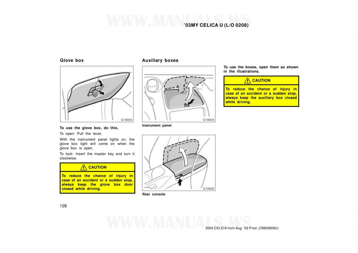 Toyota Celica VII 7 owners manual / page 128