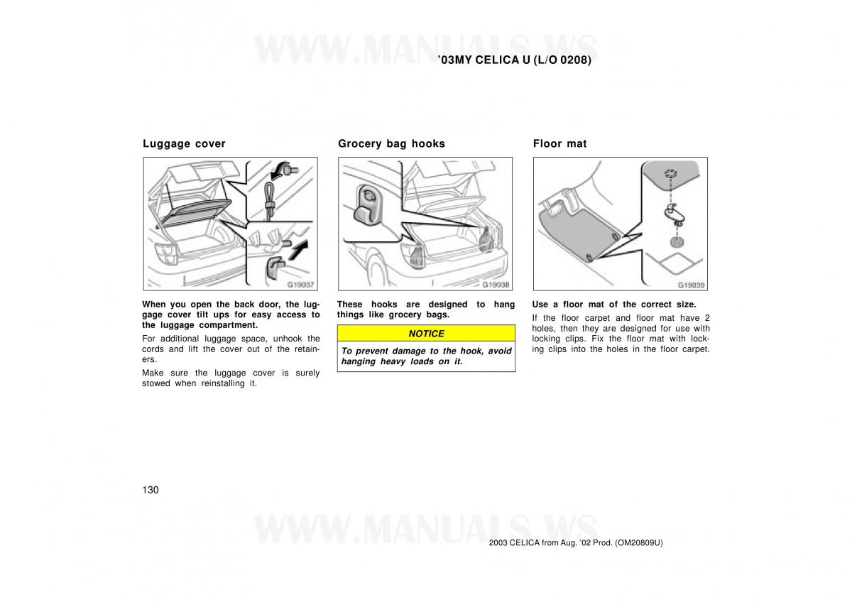 Toyota Celica VII 7 owners manual / page 130