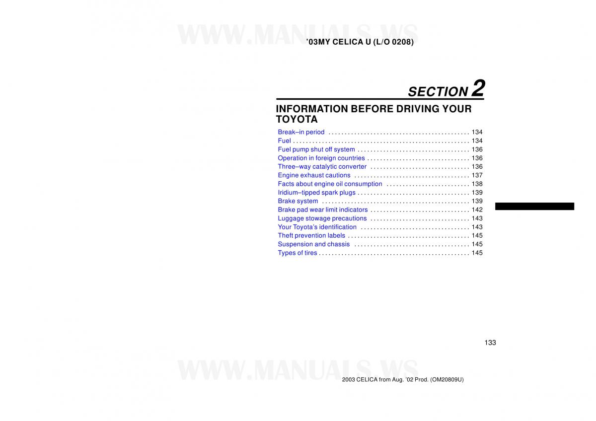 Toyota Celica VII 7 owners manual / page 133