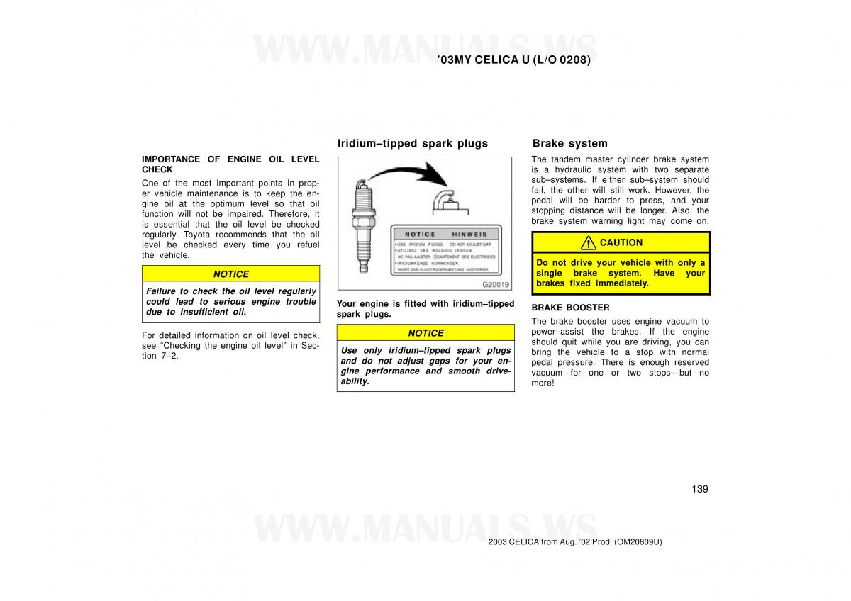 Toyota Celica VII 7 owners manual / page 139