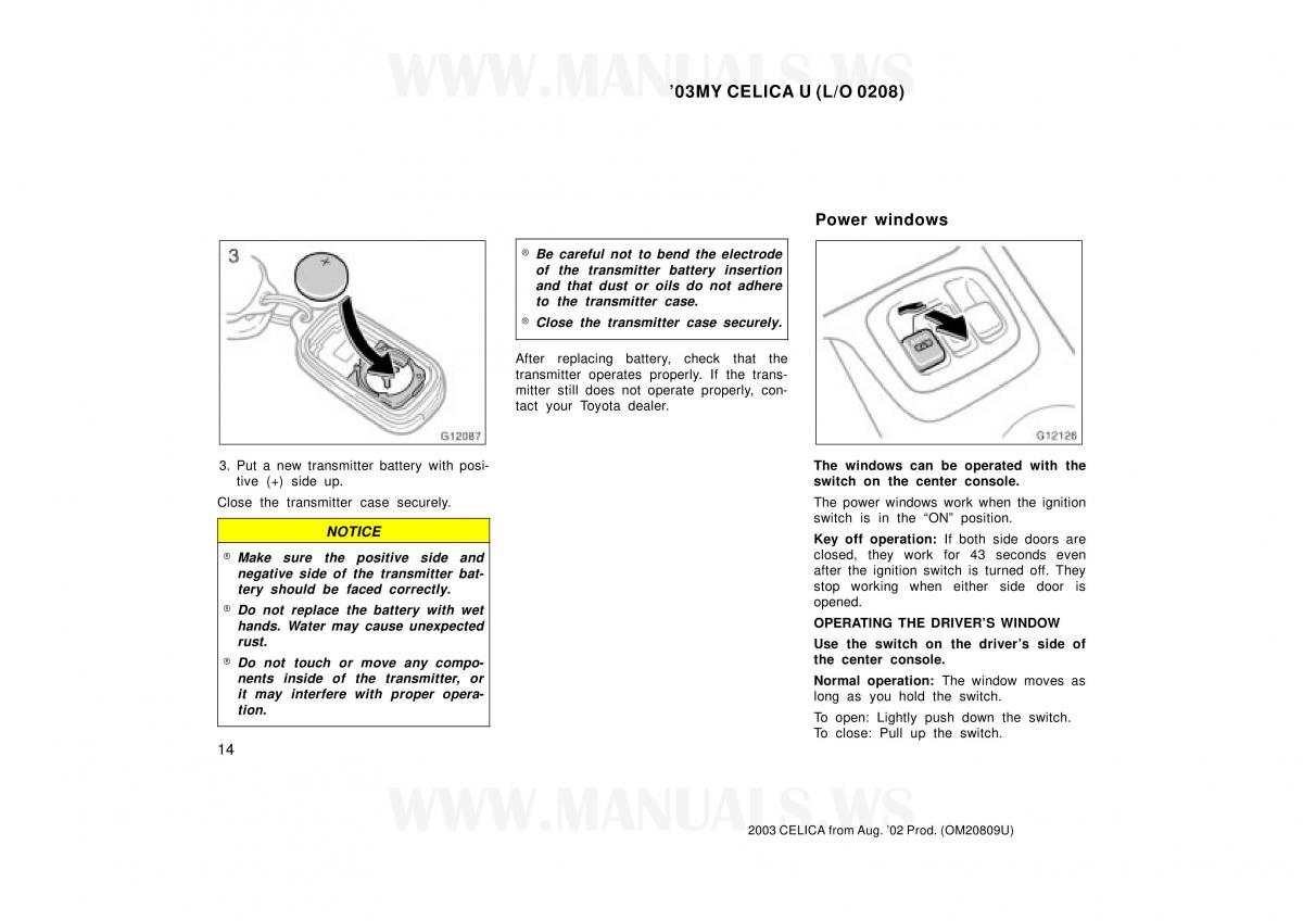 Toyota Celica VII 7 owners manual / page 14