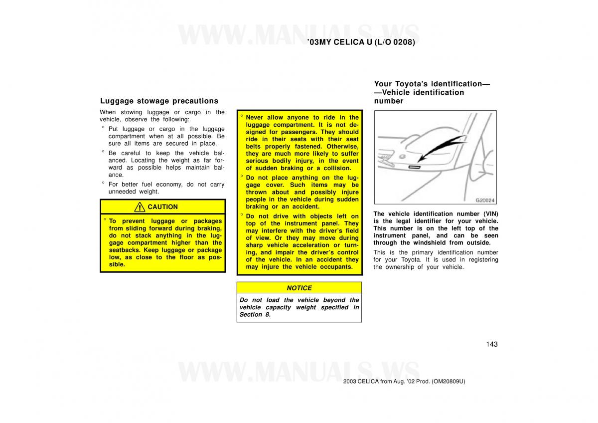 Toyota Celica VII 7 owners manual / page 143