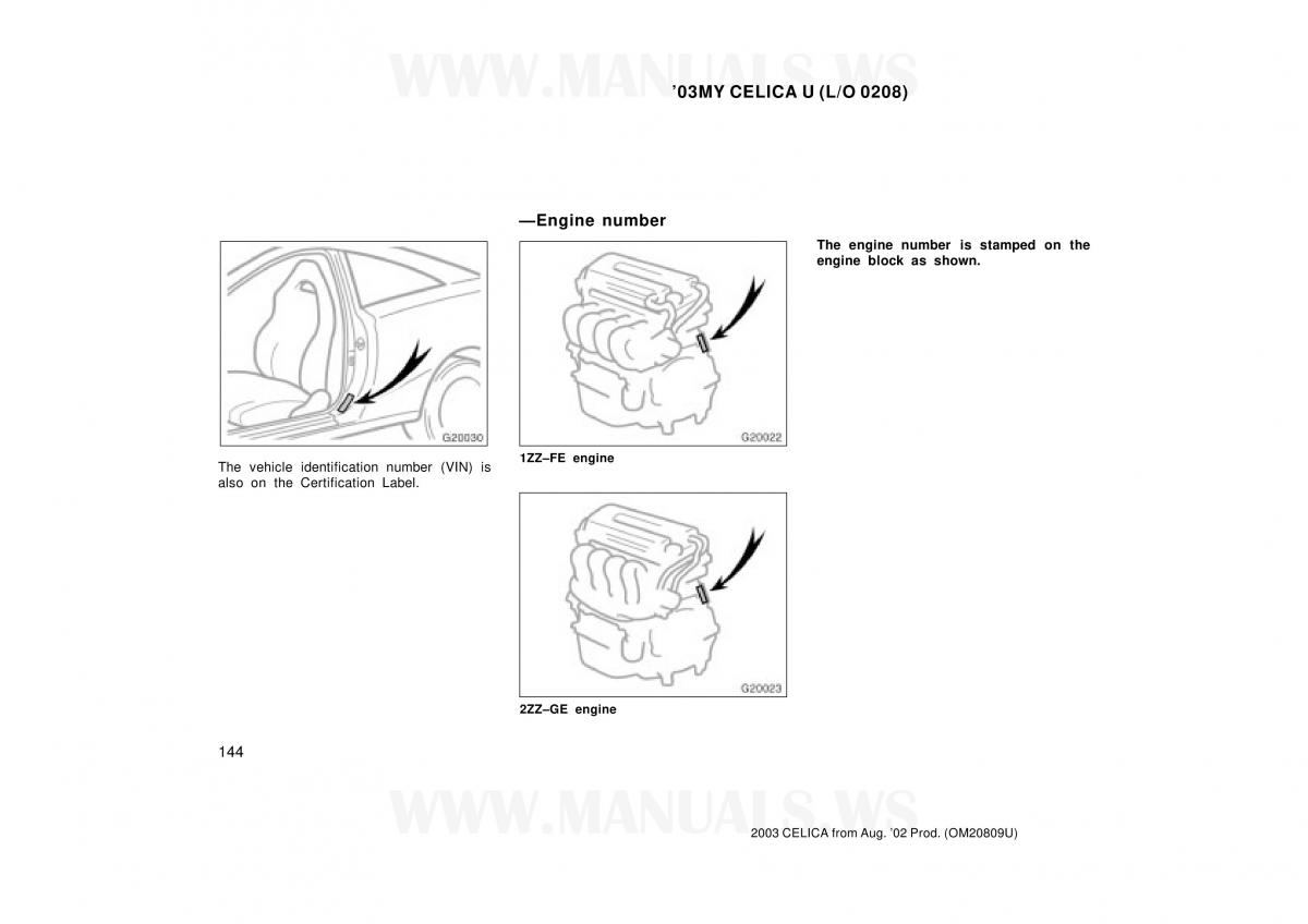 Toyota Celica VII 7 owners manual / page 144