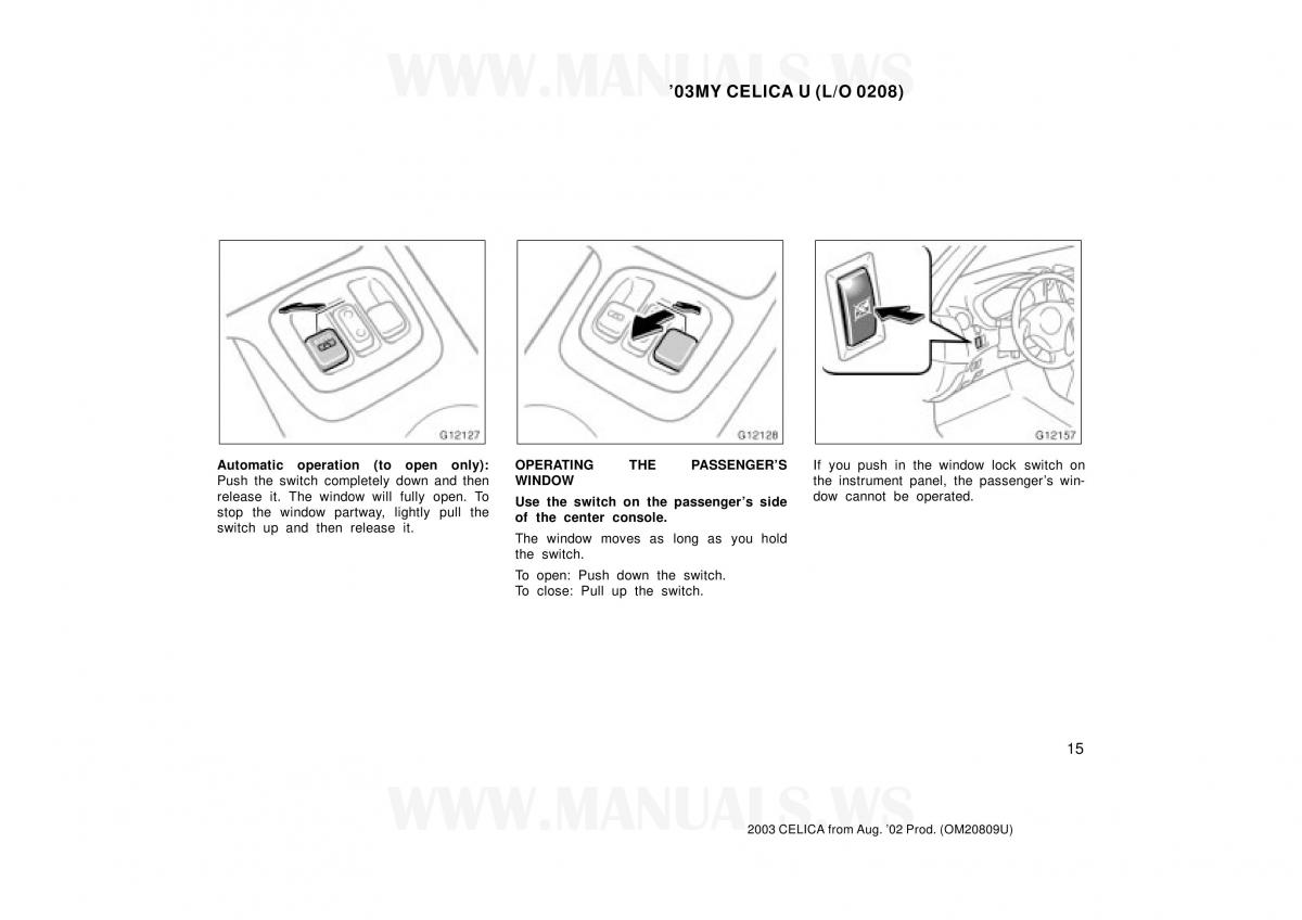 Toyota Celica VII 7 owners manual / page 15