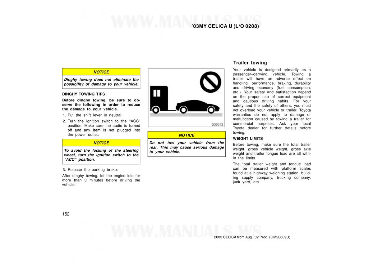 Toyota Celica VII 7 owners manual / page 152